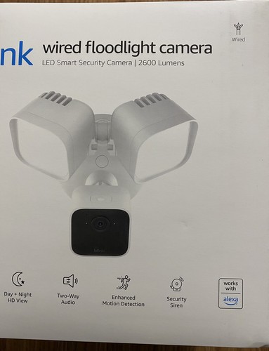 BLINK WIRED LED SMART SECURITY FLOODLIGHT CAMERA 2600 LUMENS WHITE MOTION, SIREN - Picture 3 of 14