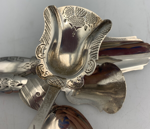 LOT x4 Antique c1840 Dutch Silver Hallmarked Tea Caddy Spoons / Scoops - Picture 11 of 23