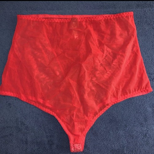 SECRETS IN LACE Red Sheer BRIEF PANTIES Lace High Rise Cheeky Nylon Mesh XL - Picture 13 of 13