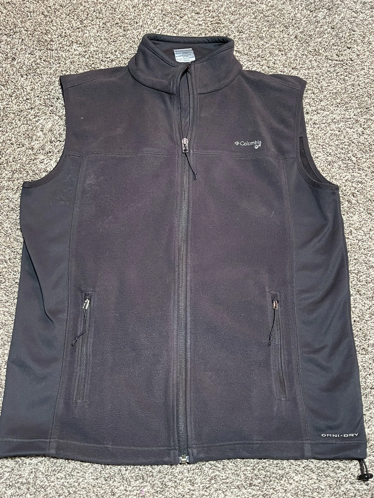 Columbia Omni Dry GRT Fleece Vest Hiking Hunting Men's Medium Black Full Zip