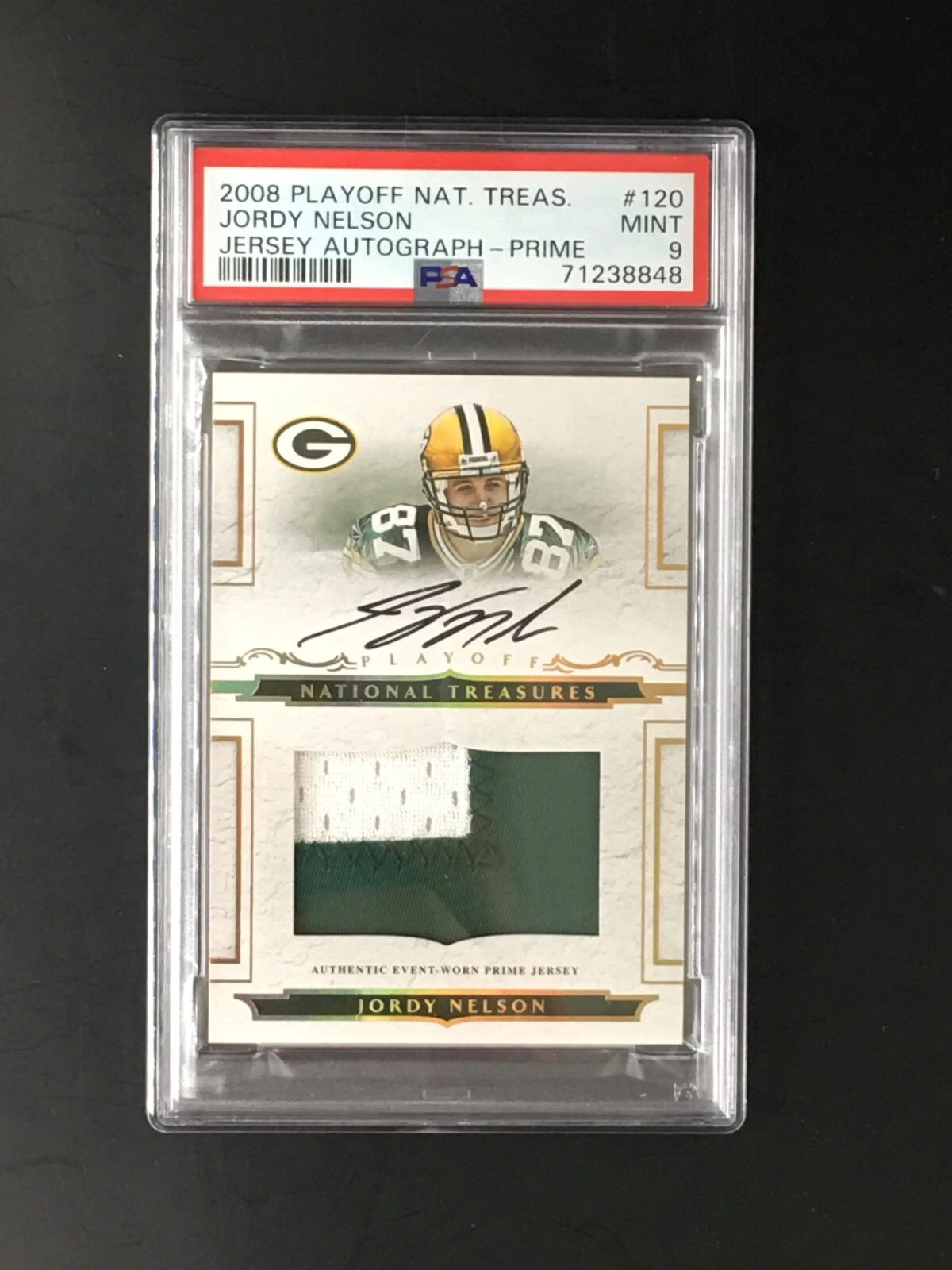 Jordy Nelson Playoff National Treasure #120 Rookie Signature Combo Material Gold