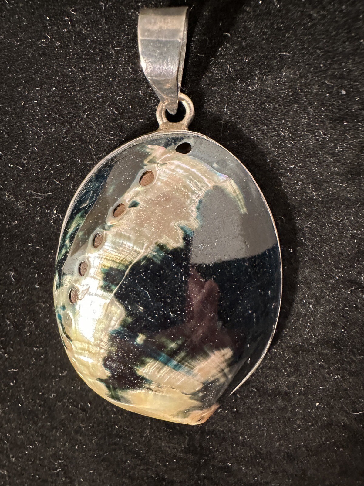 Large Vintage Natural Abalone Shell and Silver Pe… - image 1