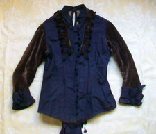 Antique 19th Century Black Silk Brown Velvet Bodice for Research Reference