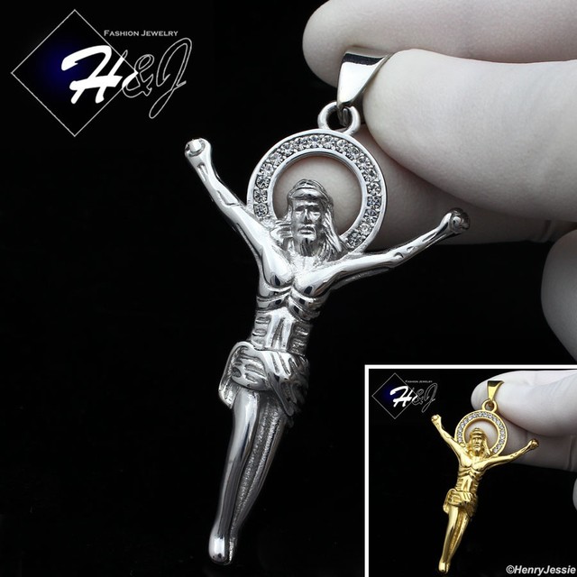 MEN's Stainless Steel Icy Bling CZ Silver/Gold Plated JESUS Body Pendant*P114 MEN's Stainless Steel Icy Bling CZ Silver/Gold Plated JESUS Body Pendant*P114
