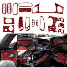 18Pcs Red Carbon Fiber Interior Full Set Trim For Chevrolet Corvette C5 1998-04