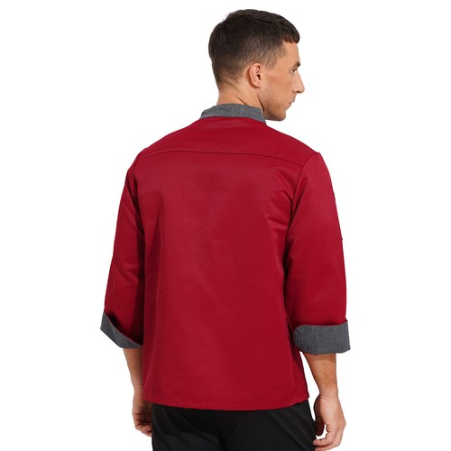 Mens Women Long Sleeve Button Chef Coat Jacket Restaurant Kitchen Cooking Top - Picture 16 of 21