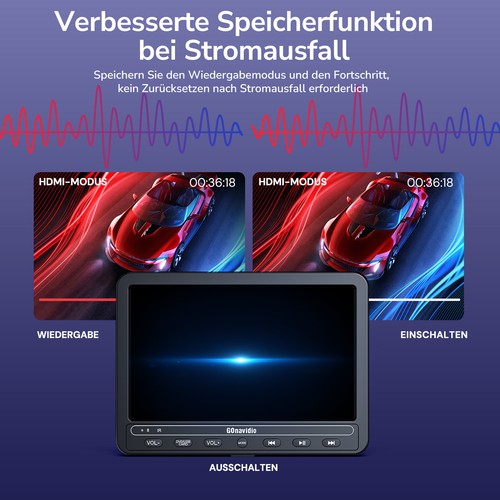 10,5" Tragbarer DVD-Player Auto Kopfstütze TV Monitor 1080P Video HDMI USB AKKU - Bild 11 von 22