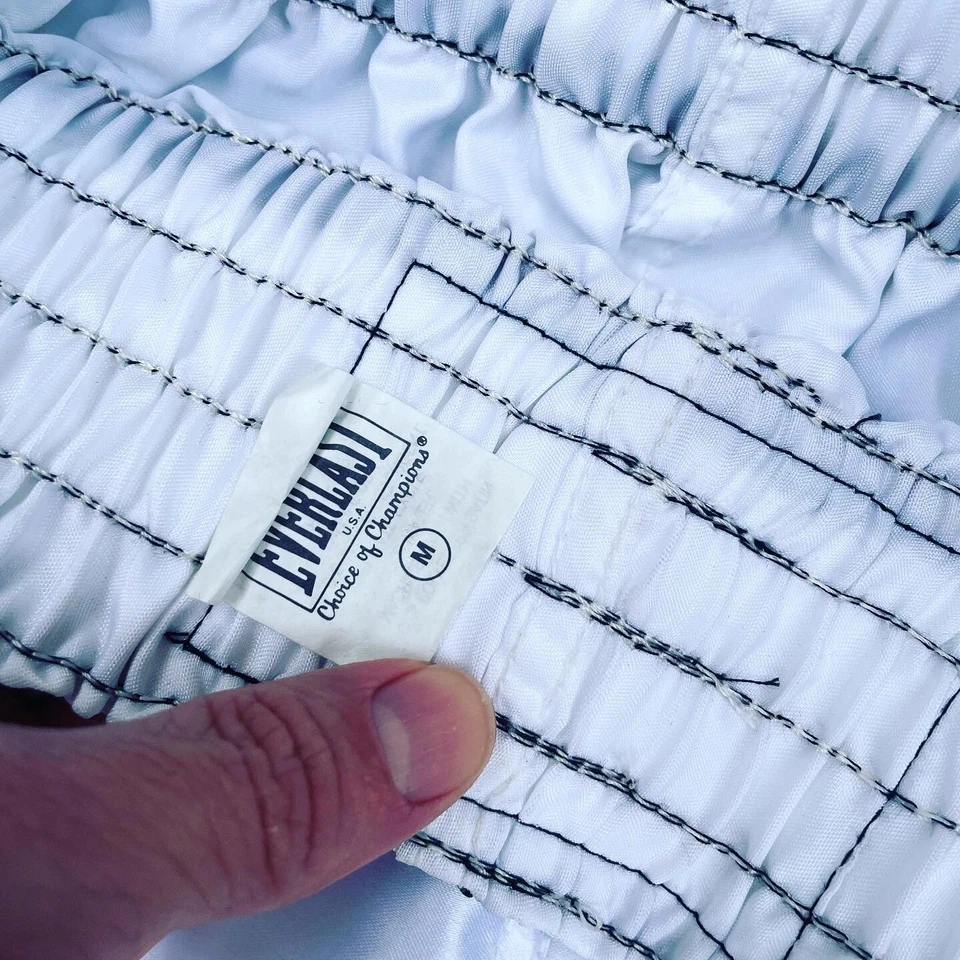 VTG JOE MAXIM Everlast Boxing Shorts Men’s Medium BlackWhite Satin Made USA - Image 4 of 4