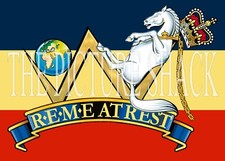 R.E.M.E AT REST PICTURE PRINTED ON A METAL SIGN 5 x 7 INCHES.