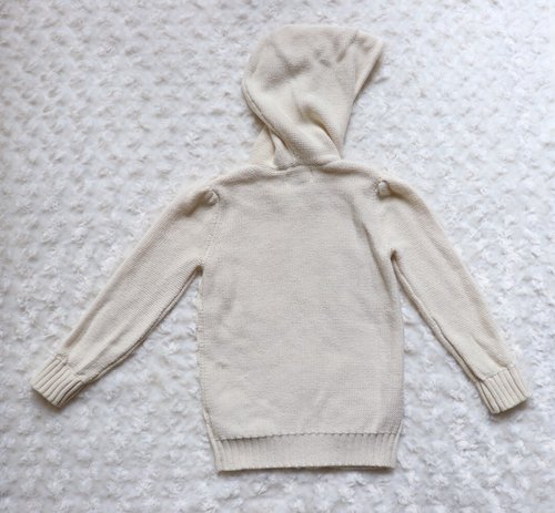 Old Navy 3D Cable Knit Zip Up Hoodie Sweater. Supreme Cream Color 100% Cotton 4T - Picture 6 of 7