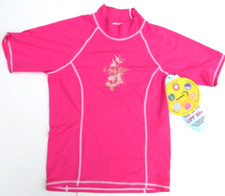 SPZ ActiveSkinz Womens Neon Pink Bamboo Rash Guard S/S Swim Shirt 100SPF Sz:Lrg