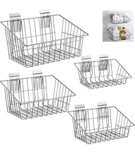4  Pcs Slatwall Baskets Set, 4 Size Gray Metal Wire Slatwall Baskets