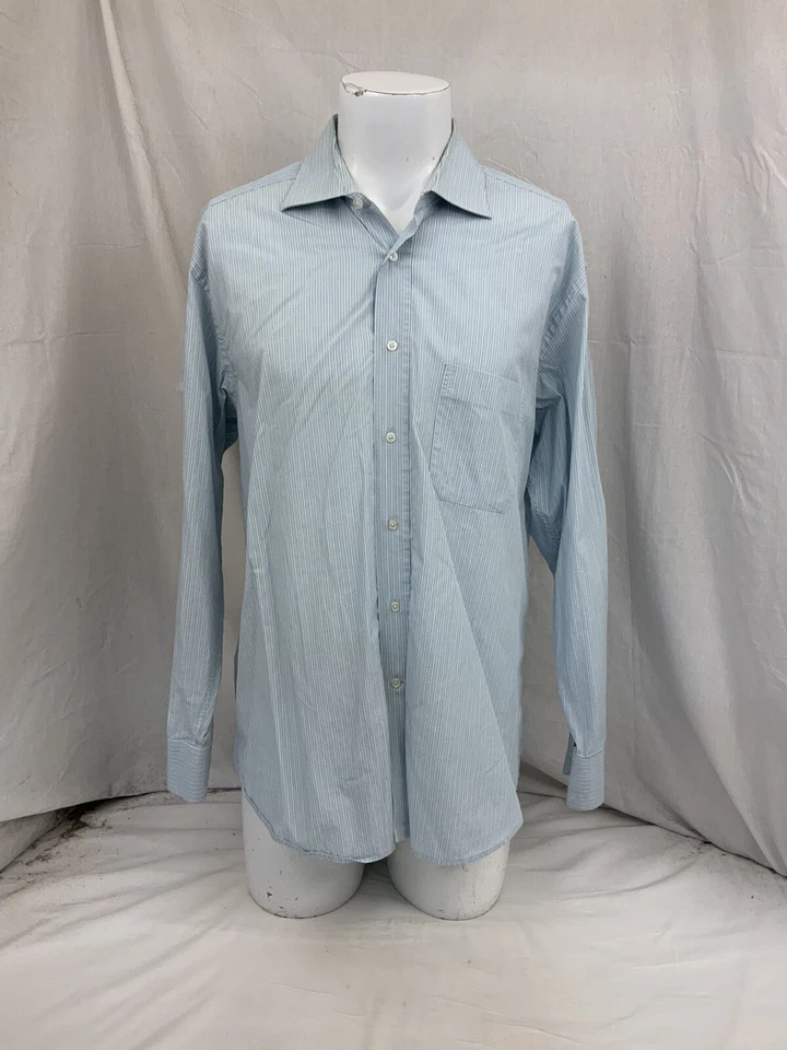 Camisa de Vestir Bristol 16.5 34/35 Rayas Azules 100% Algodón Hecha en Pavo Usada en Excelente Condición Ygi N1-15 Foto 2 de 4