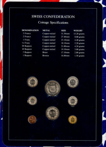 Coin Sets of All Nations Switzerland 1985-1988 UNC 5 Francs 1987 2,1 franc 1988 - Picture 2 of 2