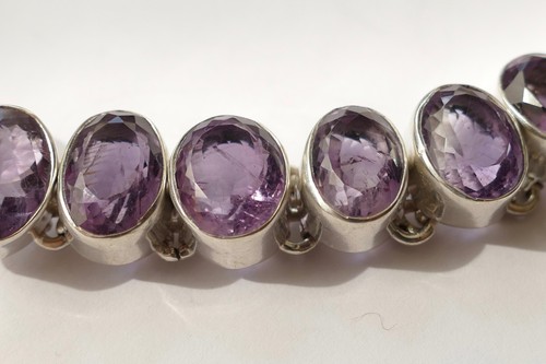 schweres Collier 20 große geschliffene Amethyste 925 Silber Juwelierarbeit - Bild 3 von 5