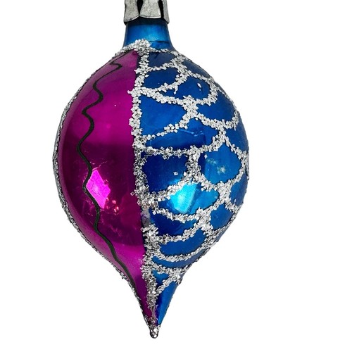 MCM Mercury Glass Indented Christmas Ornament 3” Purple Blue Green VG - Picture 4 of 7