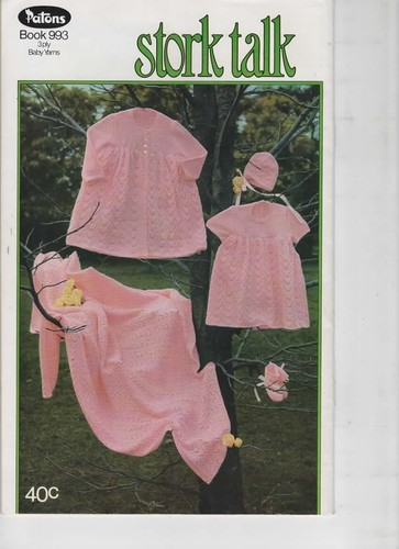 Patons Knitting crochet pattern book 993 Stork Talk babies knits 3ply 16”-20” - Picture 2 of 3