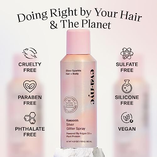 Eva NYC Kweeen Silver Body and Hair Glitter Spray for Shimmer Washable