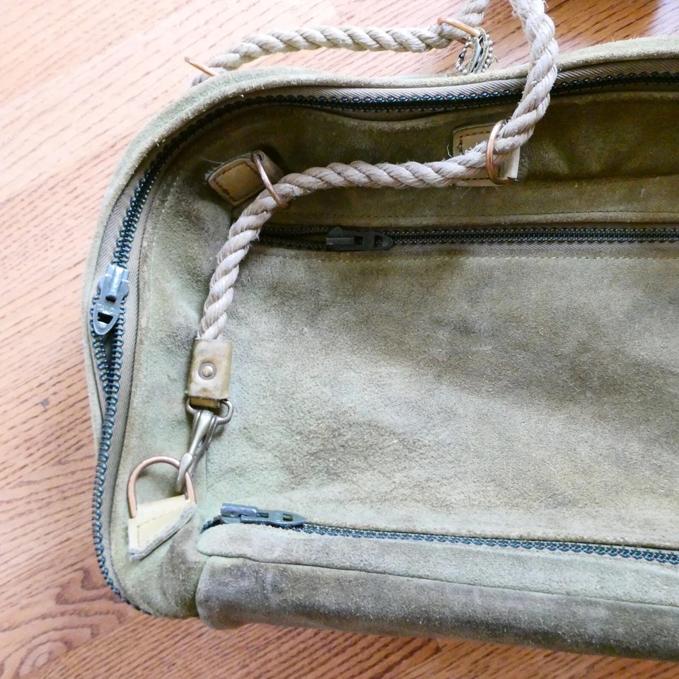 Hartmann замшевый багаж 1970-х морской линии веревки ручки наплечная сумка - Изображение 3 из 4