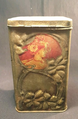 ANCIENNE BOITE EN TÔLE LITHO ALPHONSE LEROUX ART NOUVEAU - Imagen 3 de 7