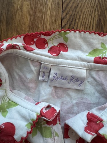 Rachel Riley Cherry Print Jersey Dress 5Y – Girls Red White Cotton Summer - Picture 2 of 3