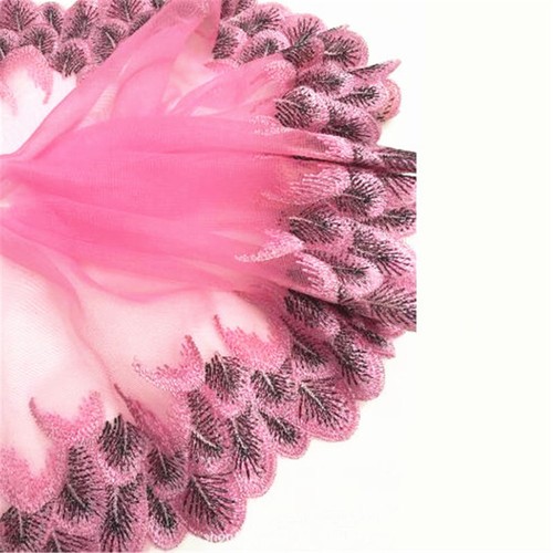 Peacock Feather Embroidery Lace Trims Ribbon Tulle Fabric Sewing Wedding Dress - Picture 13 of 21