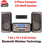 3-Piece Compact Cd Shelf System with Bluetooth Digital Fm Radio and Aux Port