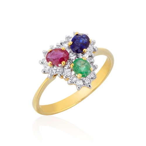 Sapphire Ruby Emerald Diamond Ring Jewelry 14K Lady Gemstones Variety Mix Match - 第 1/12 張圖片