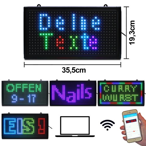 Programmierbares LED-Schild & Laufschrift Display 36 x 20 cm klein offen eis - Bild 4 von 8