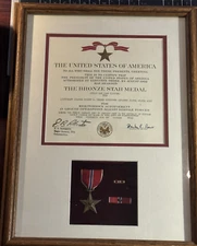 Bronze Star Medal with First Oak Leaf Cluster - Framed w/Certificate SHIPS4FREE!