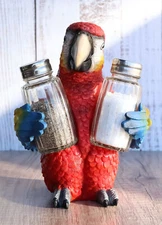 Ebros Tropical Rainforest Red Scarlet Macaw Parrot Salt Pepper Shakers Holder