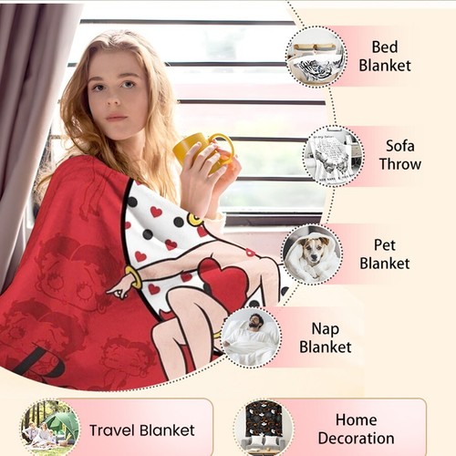 Personalized Name Betty Boop Throw Blanket 50x60 60x80 Fleece Custom Blankets - Picture 5 of 12