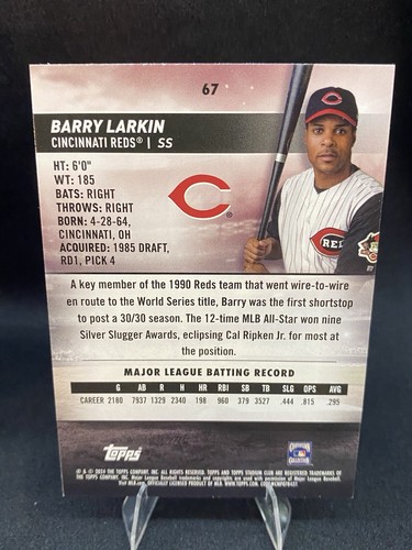 2024 Topps Stadium Club Barry Larkin Red Foil #67 - Picture 2 of 2