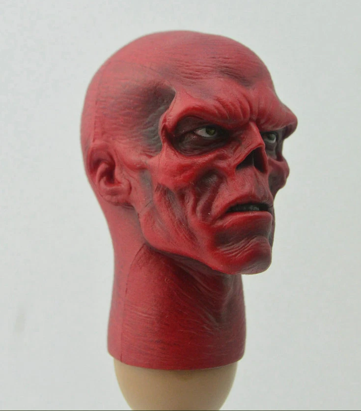 Custom 1/6 Scale Red Skull Head Sculpt For Hot Toys Figure Body - Image 2 of 4