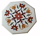 12" Marble corner Table Top Marquetry floral precious stones inlay home Decor