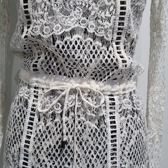 Sportsgirl, offwhite lace/embroidered long dress, no lining, size S eBay