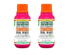 2 Pack TheraBreath Anticavity Fluoride Mouthwash, Sparkle Mint Travel Size 3 oz
