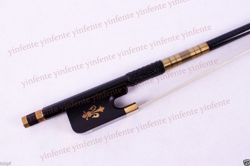 1X 4/4 Full-sized Cello Bow with Braid Carbon Fiber, Abalone Inlay Natural Hair - Picture 2 of 7