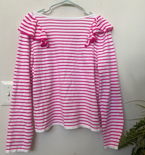 NWT Lilly Pulitzer Pink Tango Stripe Ruth Sweater Blouse Top Size XL MSRP $128. - Picture 7 of 8