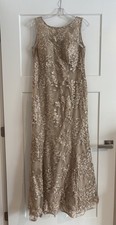 Ignite Evening Grown Champagne Sequin Lace Mother Of Bride Sheath Dress Size 12