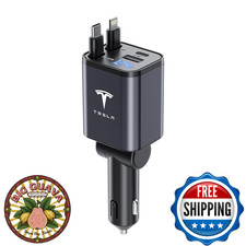 Tesla Model Y 3 X S Retractable 4-in-1 69W Fast Phone Charger 2.6ft 180 Adjusta
