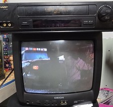 VTG Orion 13" Color CRT TV Mdl TV1334 Retro Gaming Television W/ Sharp VCR A544