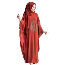 Women Muslim Chiffon Long Dress Abaya Dubai Kaftan Hijab Evening Robe Prom Gown