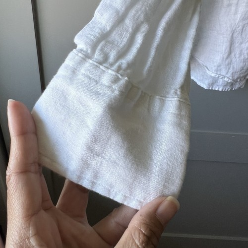 Doppelgänger Roma Men Large Linen Long Sleeve Button Down Stand Collar White GUC - Bild 6 von 13