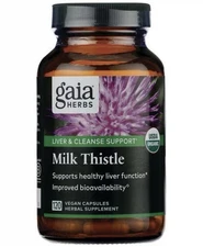 Gaia Herbs Milk Thistle Seed - 120 Vegetarian Caps Exp 10/2027