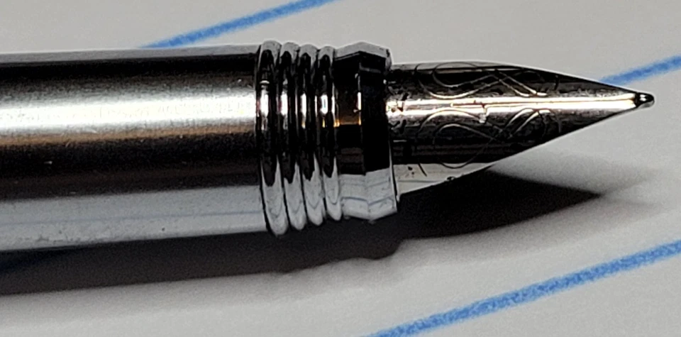 Pluma Estilográfica de Acero Wing Sung 827 Plumín Extrafino Convertidor de Apriete Foto 3 de 4