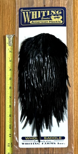Whiting American Rooster Saddle, Black, Fly Tying