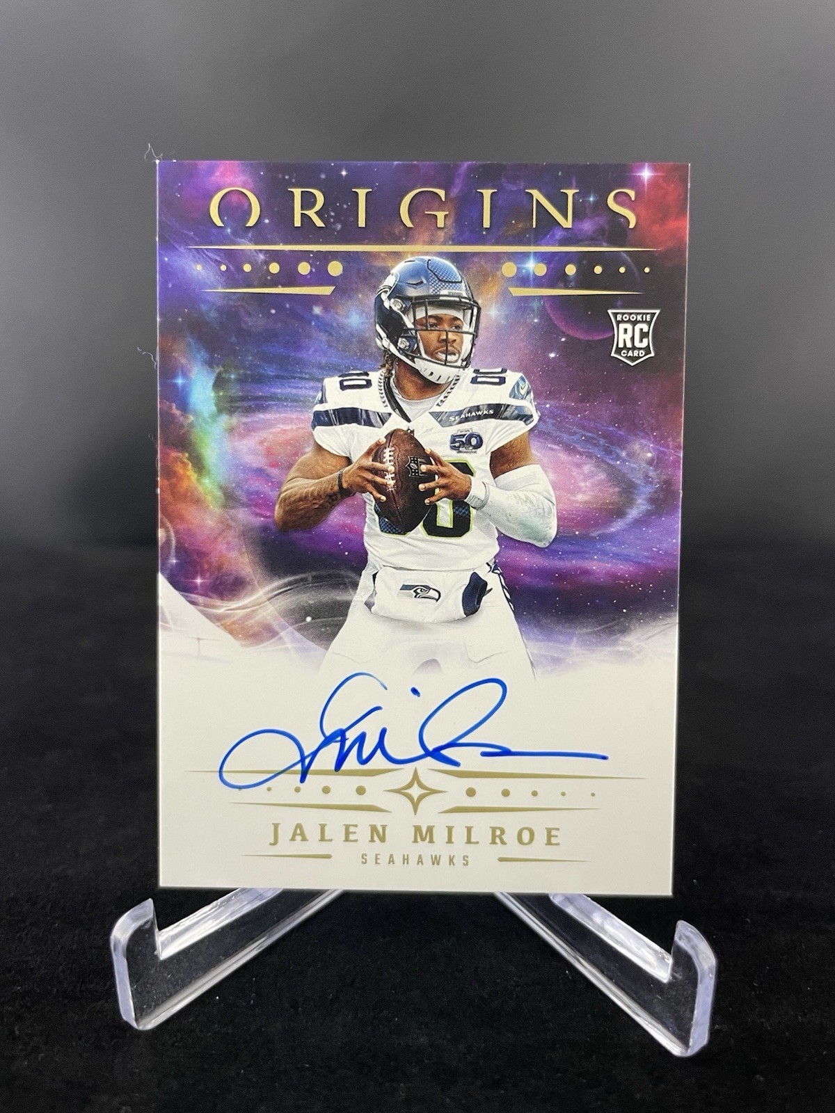 2025 Panini Origins - Jalen Milroe On Card Auto RC Rookie #RA-JMI Seahawks