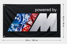 BMW Powered M Flag Banner 3x5 Ft Garage Wall Decor logo Car Racing fans Man Cave