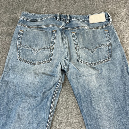 Diesel Zatiny Jeans Mens 34 32 Bootcut Light Wash Blue Whiskers 0803G Y2K Cotton - Picture 10 of 11
